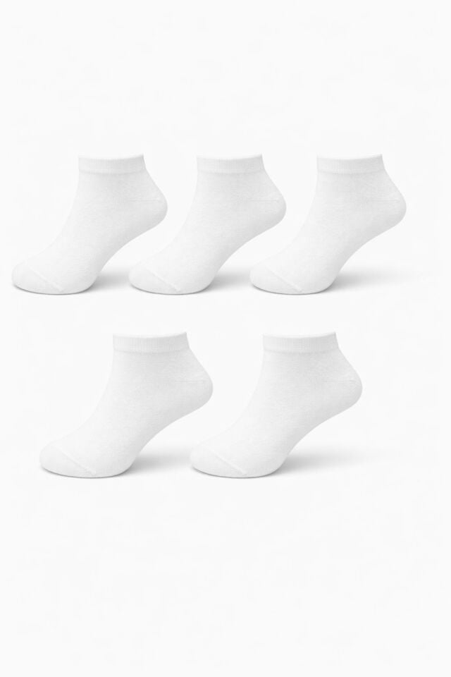 Kadın 5'li Bambu Patik Beyaz Çorap