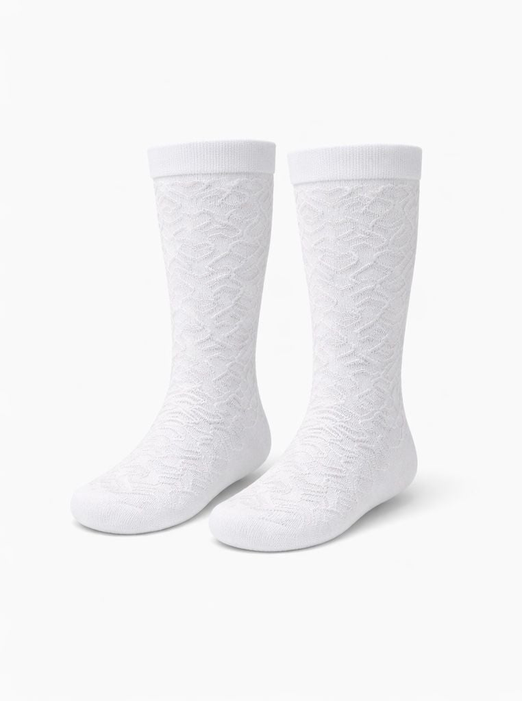 Kız Çocuk 3'lü Beyaz Diz Altı Çorap