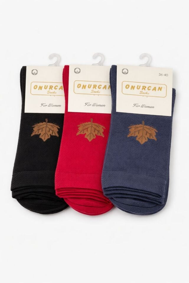 Kadın 3'lü Yaprak Desen Çorap