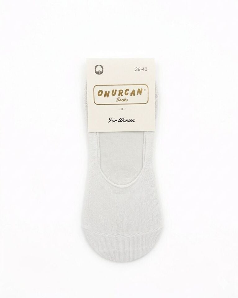 Kadın 3'lü Silikonlu Beyaz Babet Çorap