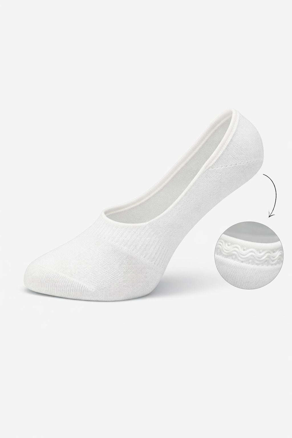 Kadın 3'lü Silikonlu Beyaz Babet Çorap