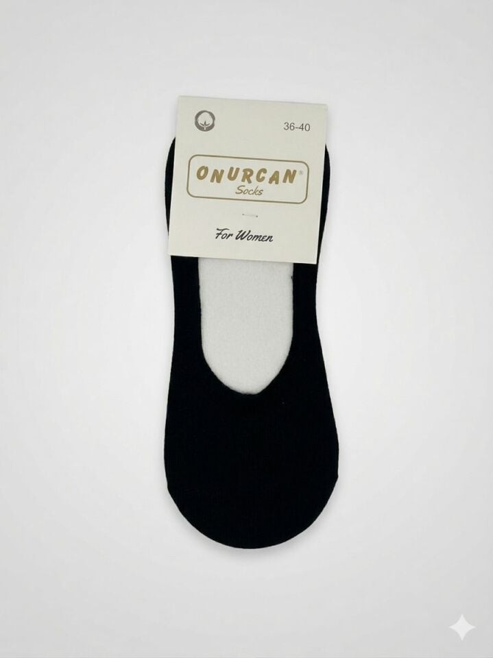 Kadın 3'lü Silikonlu Siyah Babet Çorap