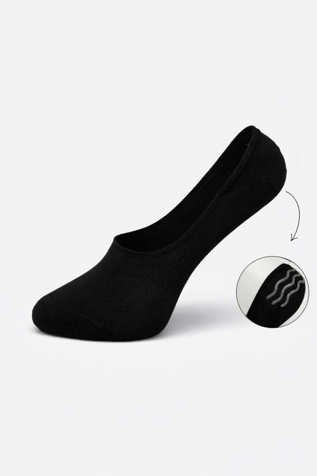 Kadın 3'lü Silikonlu Siyah Babet Çorap