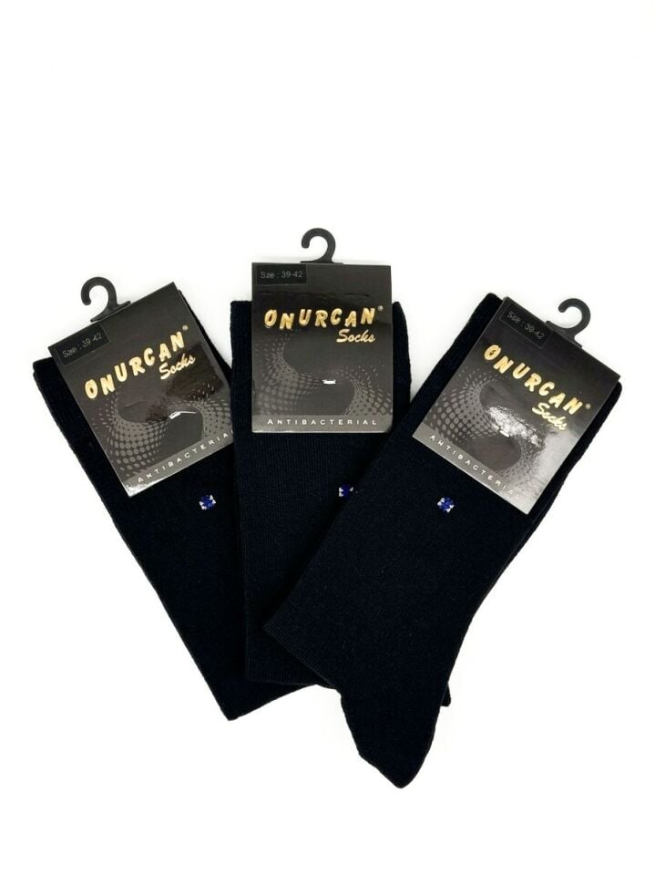 Erkek 3'lü Likralı Siyah Çorap