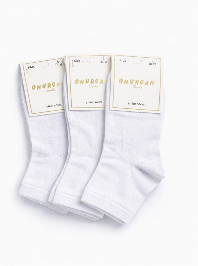Çocuk Pamuklu 3'lü Beyaz Okul Çorabı