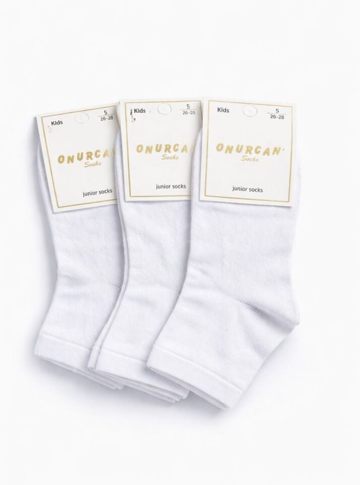 Çocuk Pamuklu 3'lü Beyaz Okul Çorabı