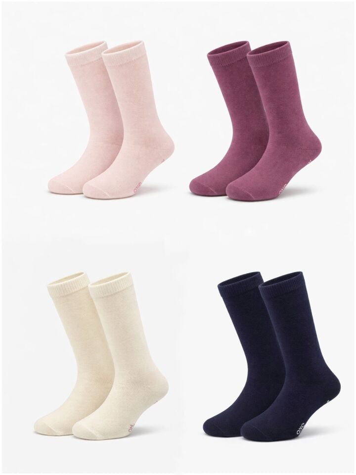 Pamuklu 4'lü Kız Çocuk Diz Altı Okul Çorabı