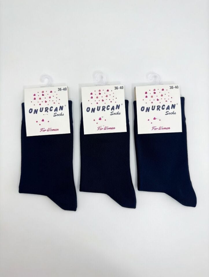 Kadın Likralı 3'lü Lacivert Çorap