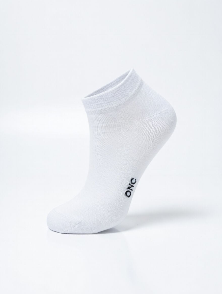 Düz Beyaz Kadın 3'lü Patik Çorap