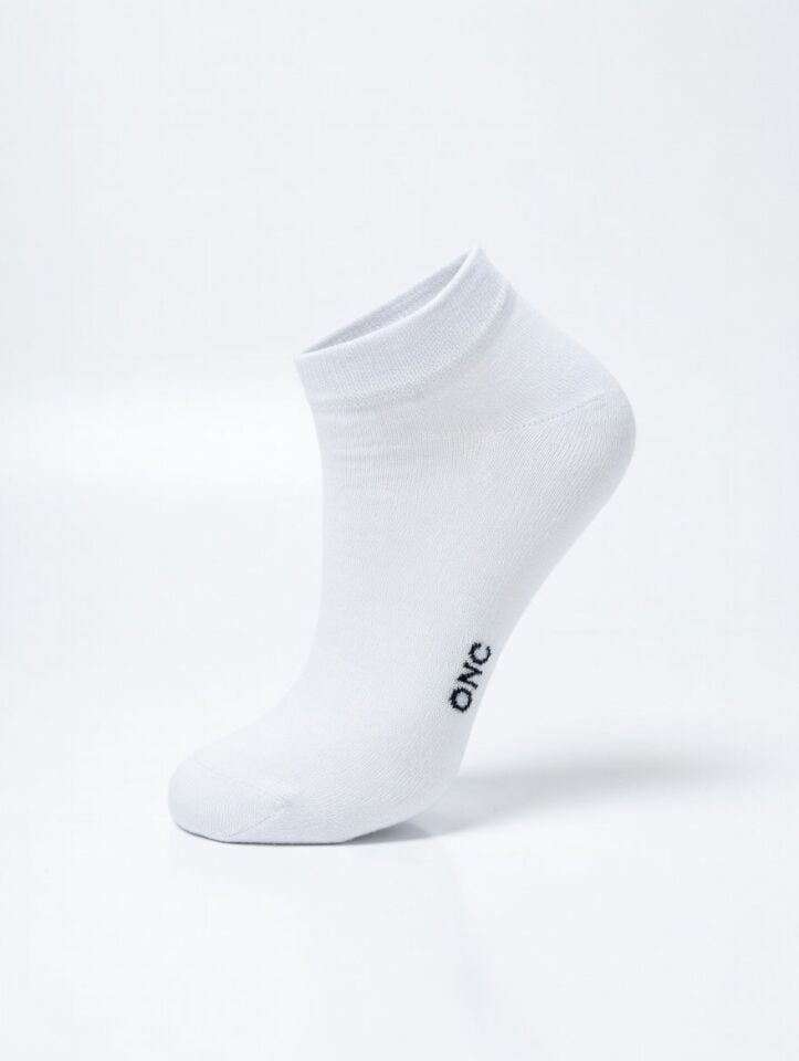 Düz Beyaz Kadın 3'lü Patik Çorap