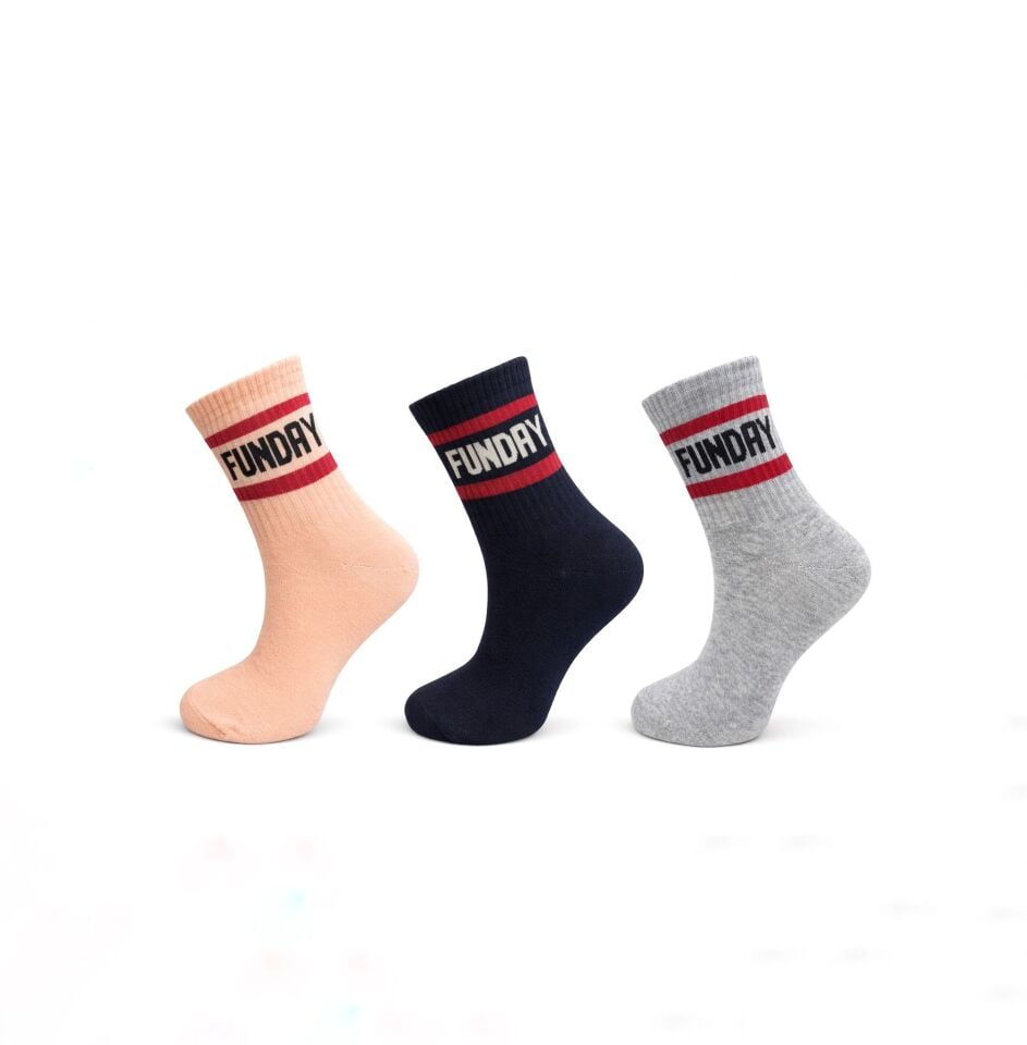 Kadın Fun Day Yazılı 3'lü Spor Çorabı