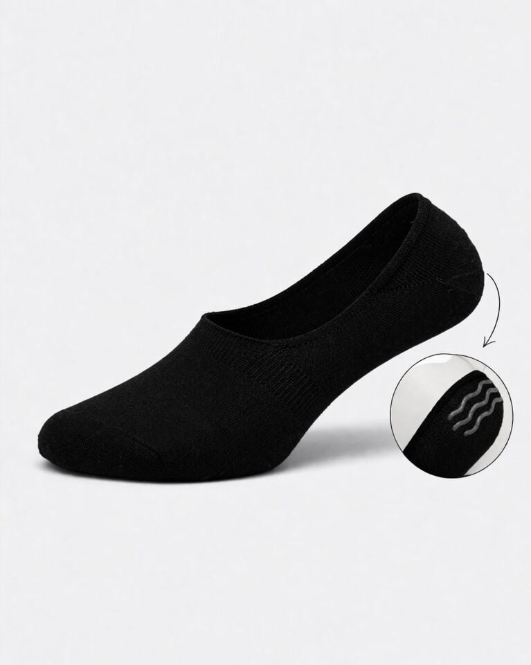 Erkek 3'lü Silikonlu Siyah Babet Çorap