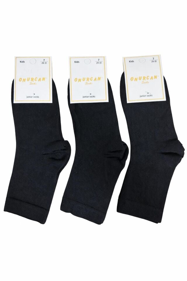 Çocuk 3'lü Pamuklu Siyah Okul Çorabı