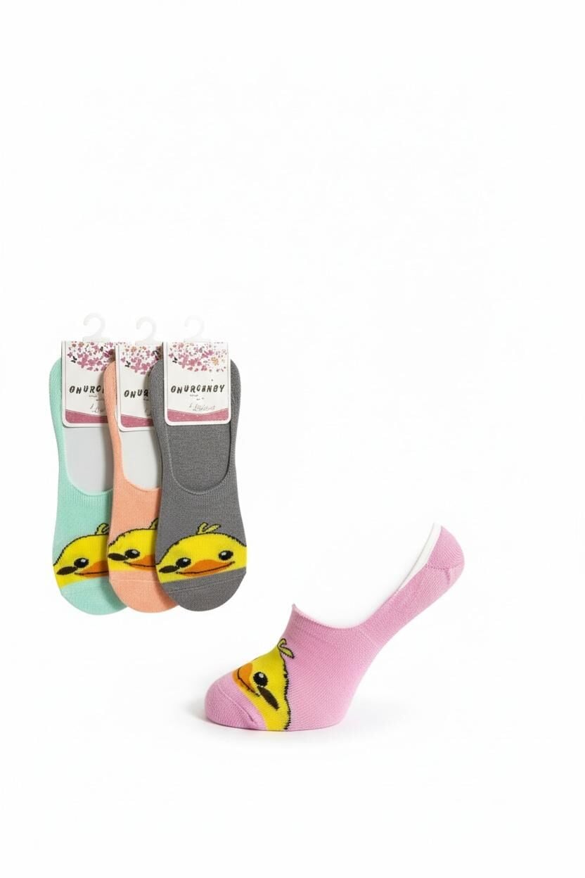 Kadın Bambu Ördek Desen Babet Çorabı