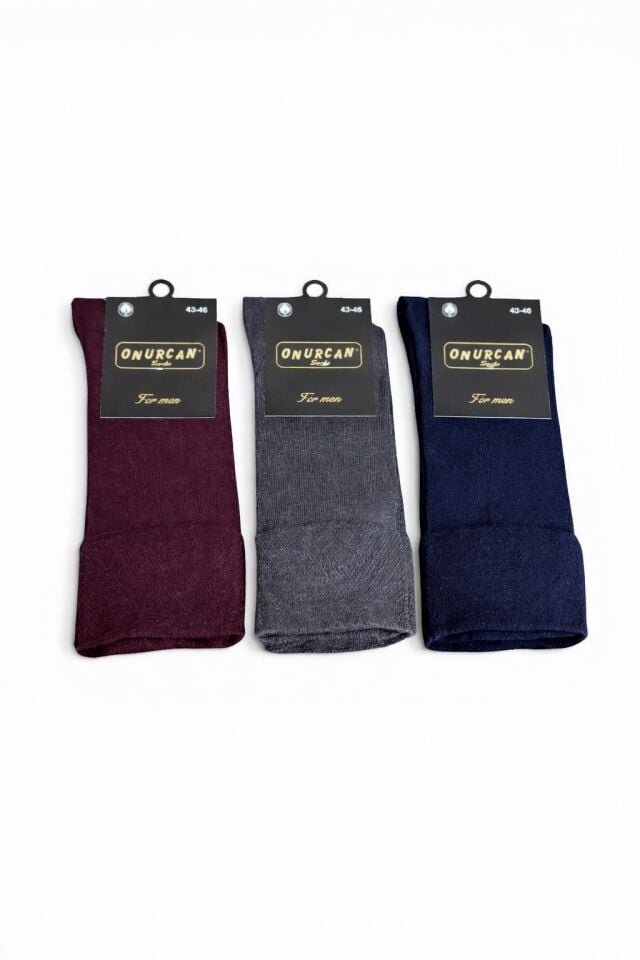 Erkek 3'lü Özel Esnek Lastik Klasik Çorap
