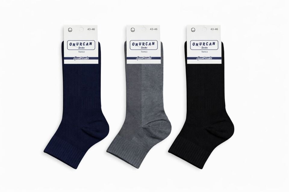 Erkek 3'lü Likralı Hava Alan Çorap