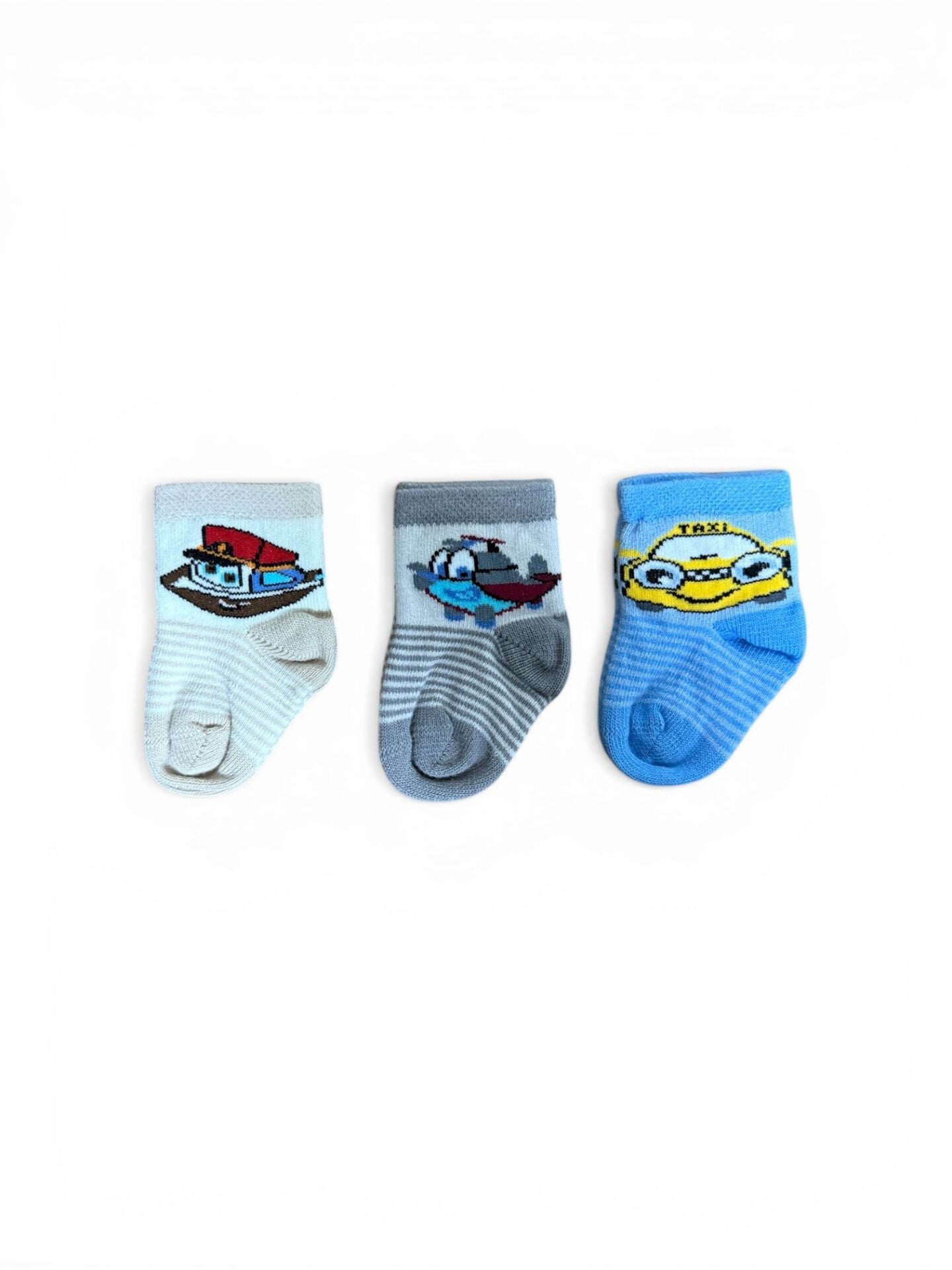 Bebek 3'lü  Araba-Helikopter-Gemi Yenidoğan Çorap