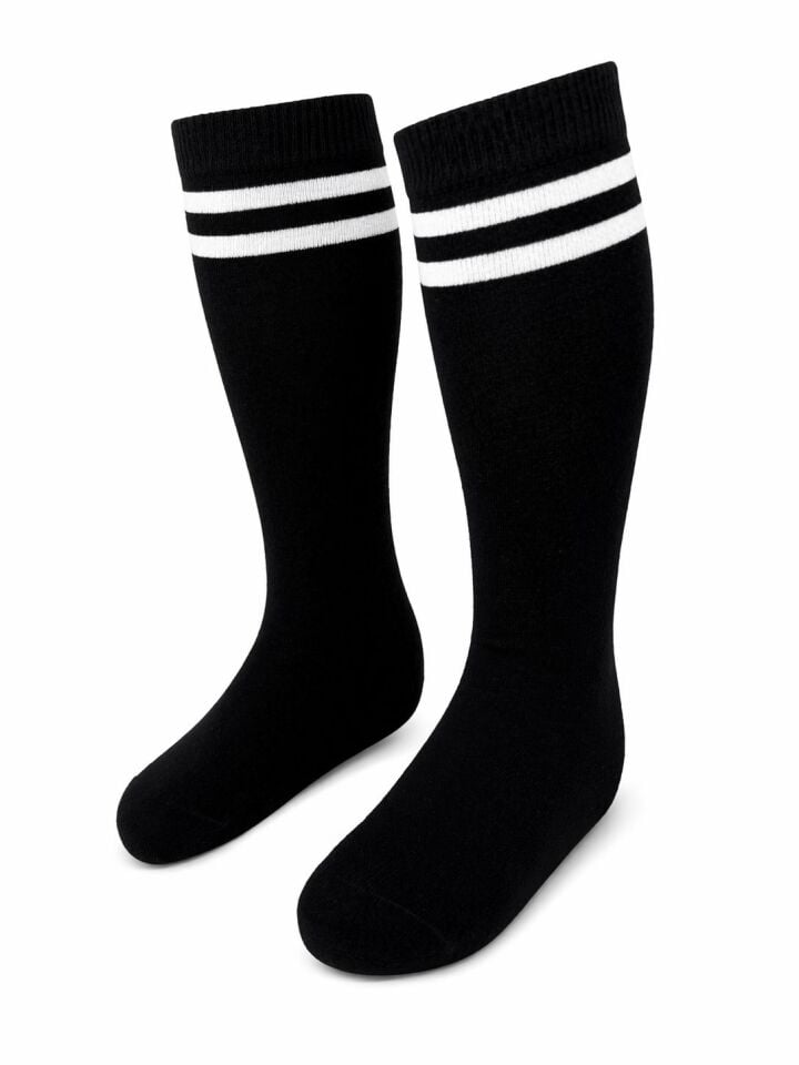 Çocuk 3'lü Golf Likralı Diz Altı Siyah Çorap